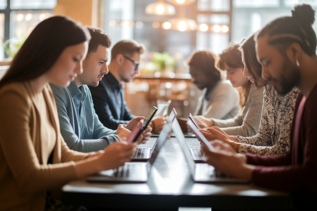 personnes-diverses-table-cafe-ordinateurs